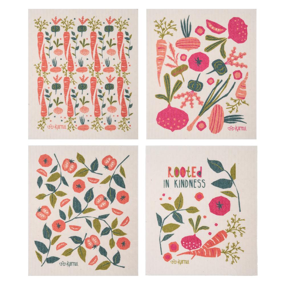 karma gifts Rooted Set of 4 Swedish Dishcloths