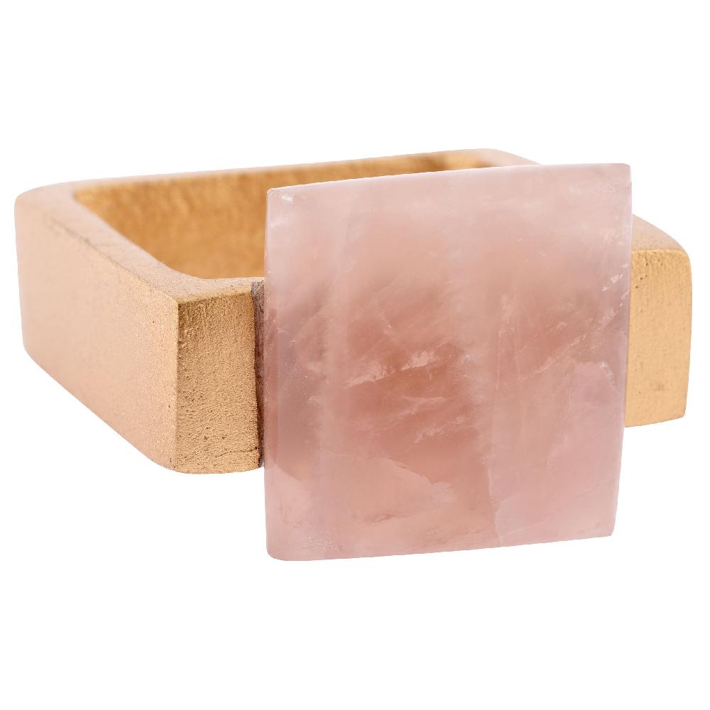 Karma Gifts Rose Quartz / Gold Napkin Rings