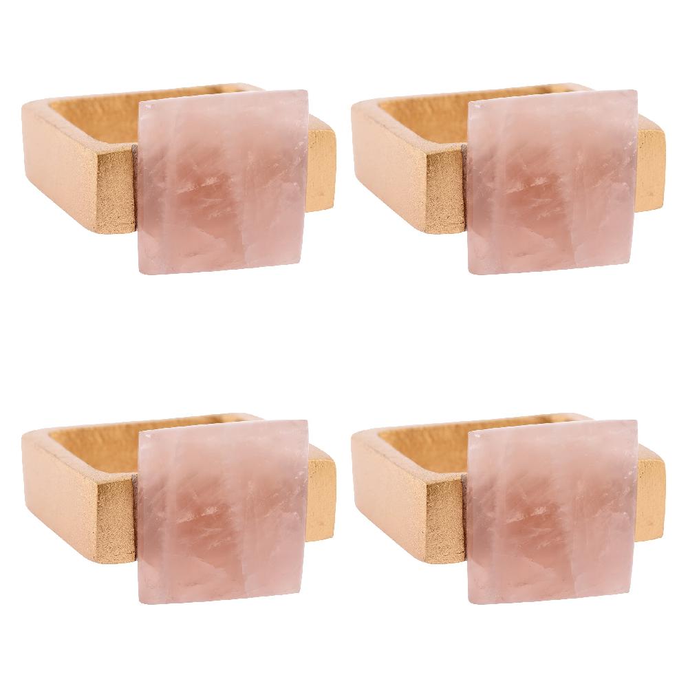 karma gifts Rose Quartz / Gold Napkin Rings
