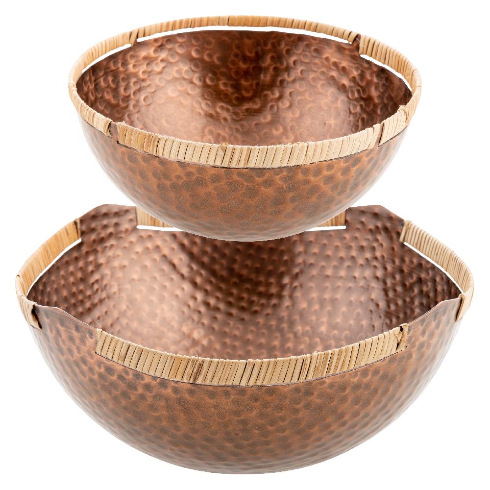 karma gifts S/2 Rattan Wrapped Iron Bowls