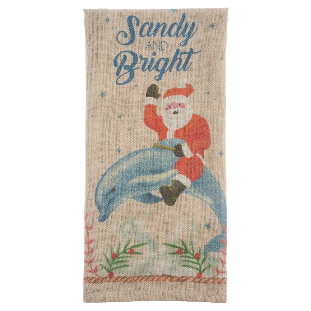 karma gifts Sandy and Bright Holiday Tea Towel
