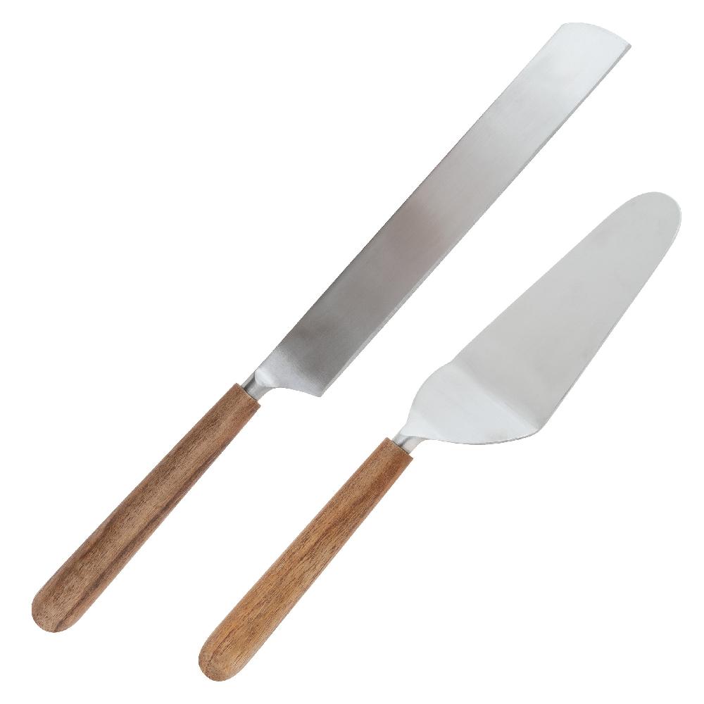 karma gifts Set of 2 Wood Cake Servers