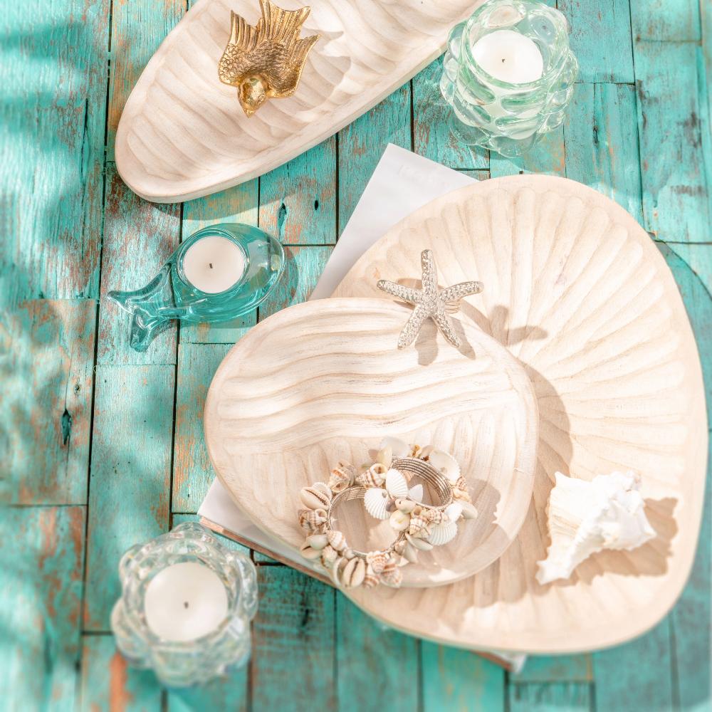 Karma Gifts Set Of Two White Wash Trays