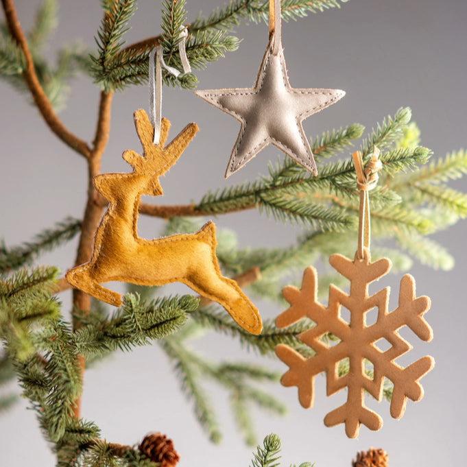 Karma Gifts Silver Leather Snowflake Ornaments