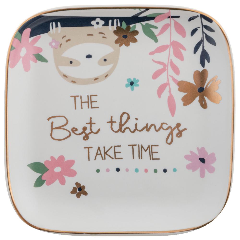 Karma Gifts Sloth Flora Square Trinket Trays Large