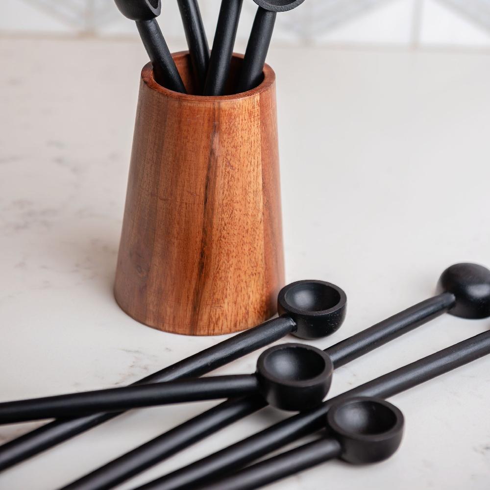 Karma Gifts Small Set Of 4 Black Wood Spoon Sets