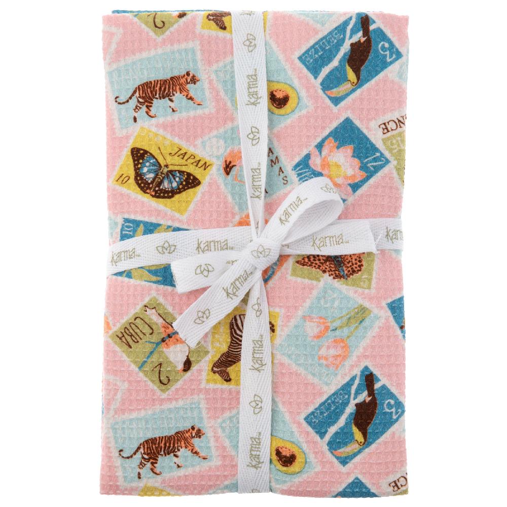 Karma Gifts Stamps Waffle Weave Tea Towels