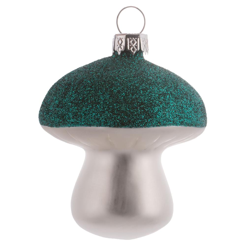 karma gifts Teal Mushroom Glitter Top Ornament
