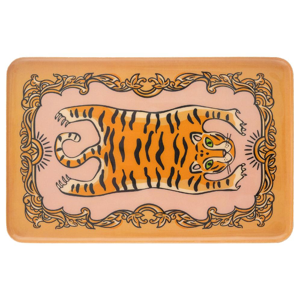 karma gifts Tiger Large Rectangle Enamel Trays