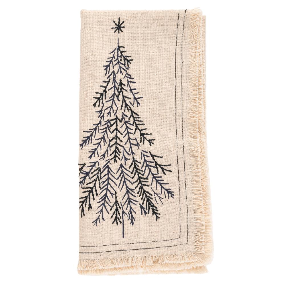 Karma Gifts Tree Embroidered Cotton Dinner Napkins