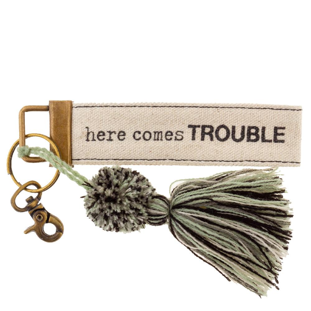 karma gifts Trouble Canvas Tassel Key Chain