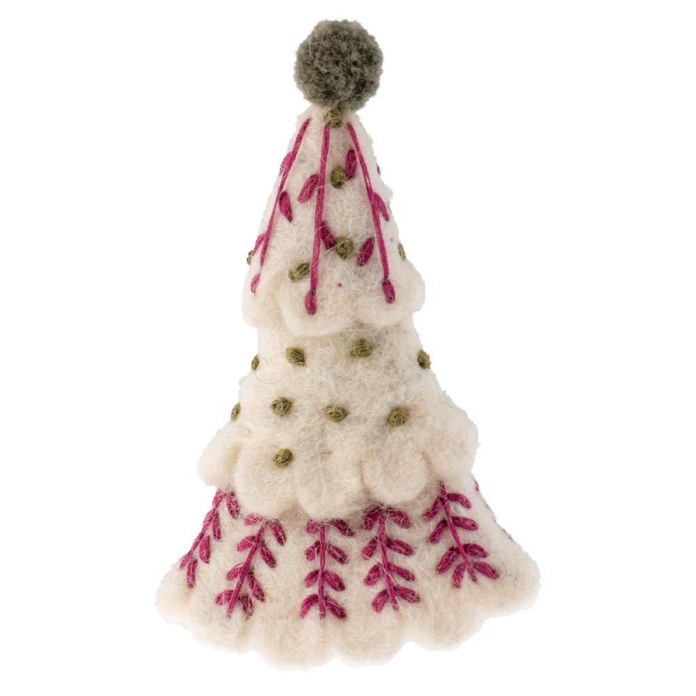 karma gifts White Scandi Tree Felted Ornament