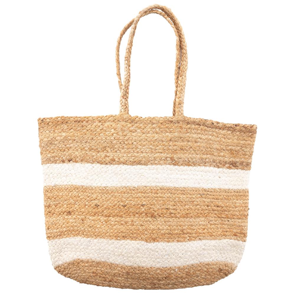Karma Gifts White Stripe Jute Beach Bag