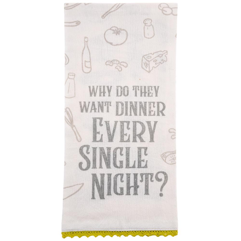 karma gifts Why Dinner Flour Sack Tea Towel