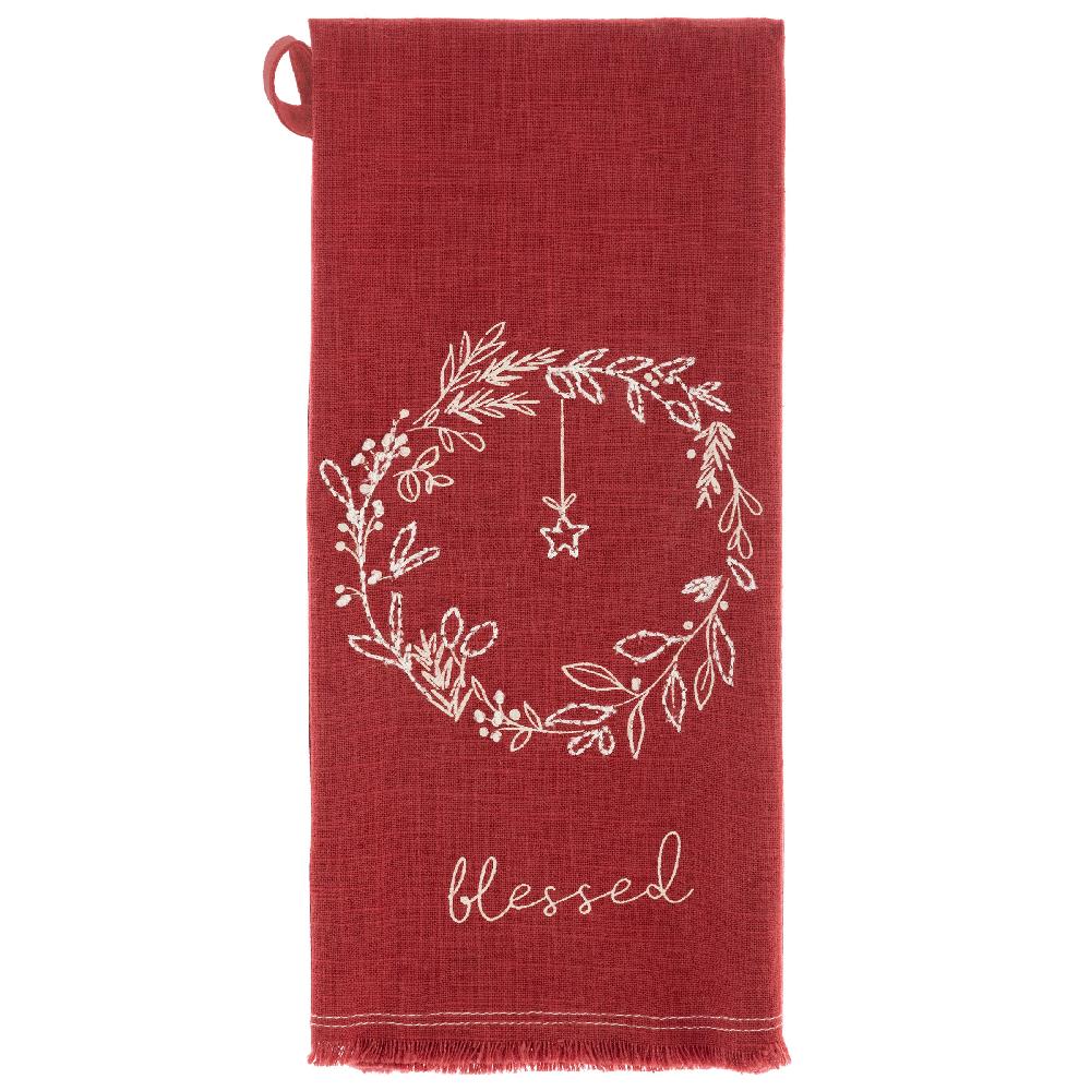 Karma Gifts Wreath Embroidered Cotton Tea Towels