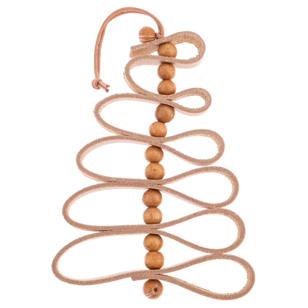 Karma Gifts Large Light Brown Leather Beaded Tree Ornaments