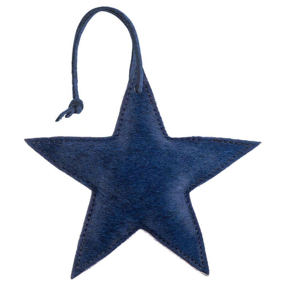 Karma Gifts Large Navy Cowhide Leather Star Ornament