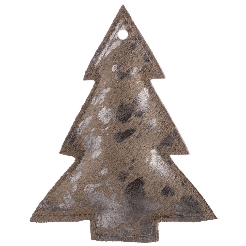 karma gifts Large Silver Cowhide Leather Tree Ornament