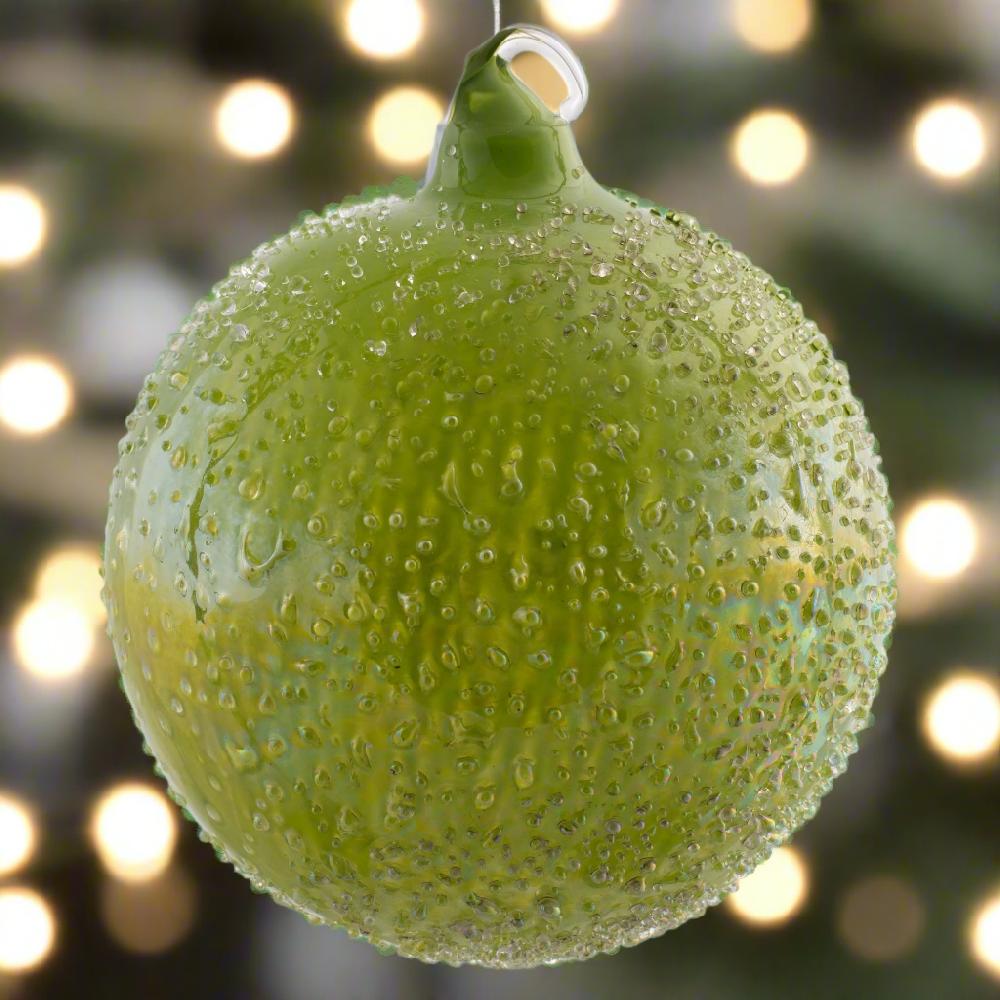 Karma Gifts Leaf Green Iridescent Icy Glass Ball Ornament