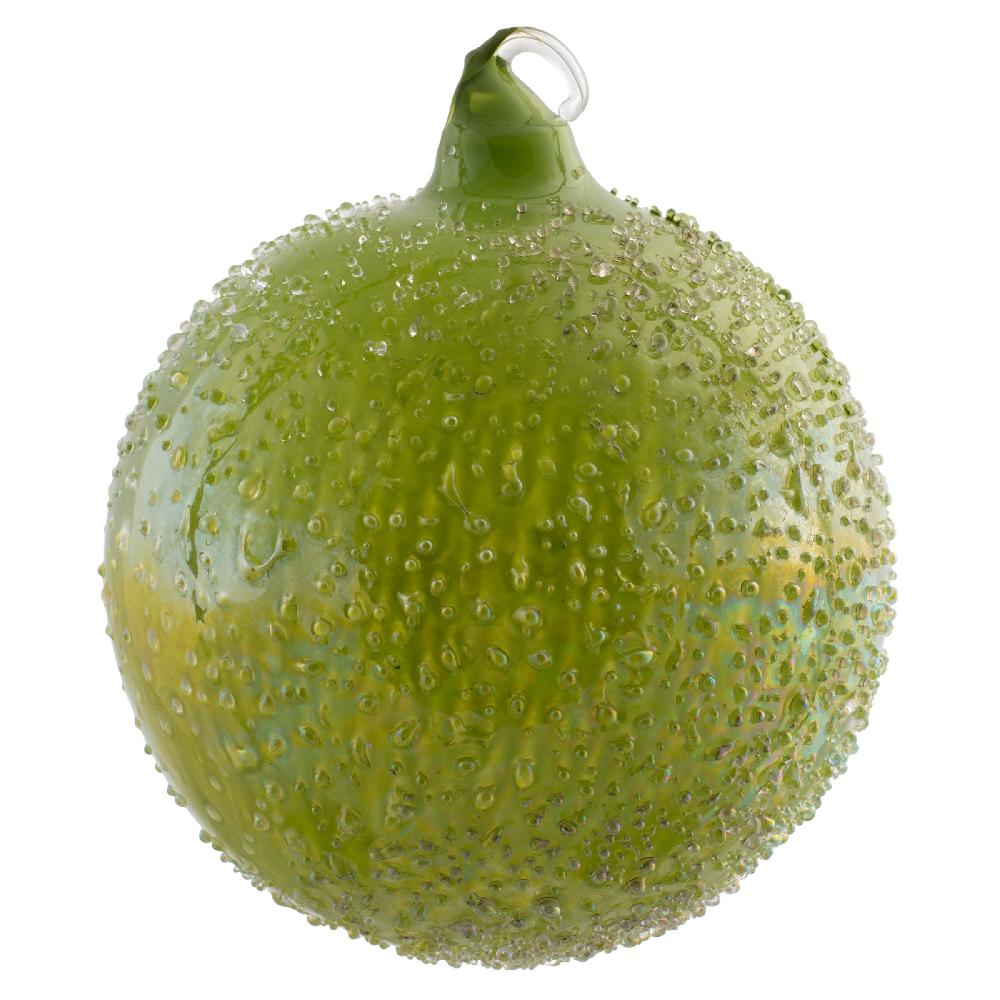 karma gifts Leaf Green Iridescent Icy Glass Ball Ornament