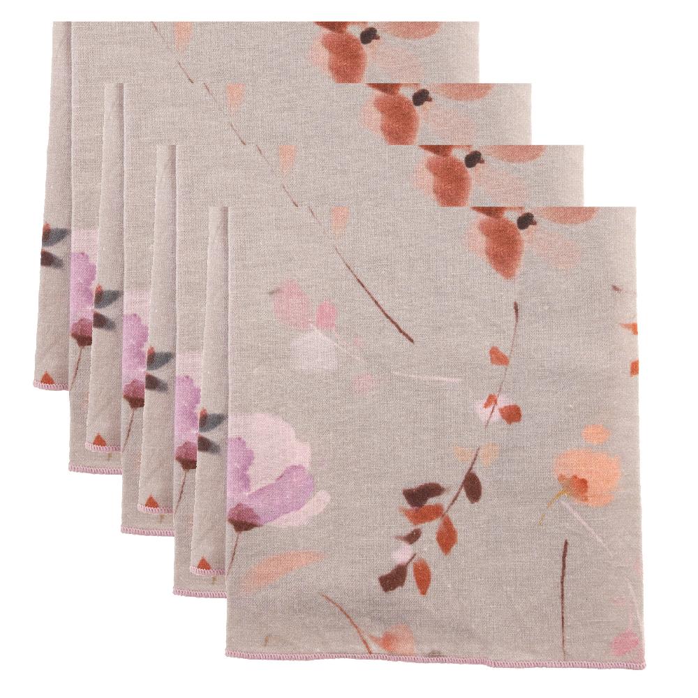 karma gifts Lilac Floral Linen Blend Dinner Napkins (Set of 4)