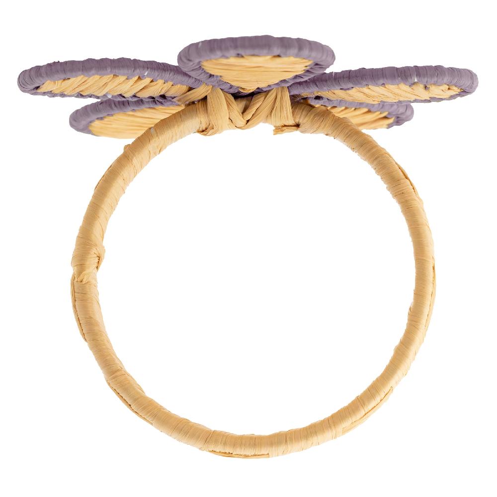 Karma Gifts Lilac Set Of 4 Raffia Floral Napkin Ring