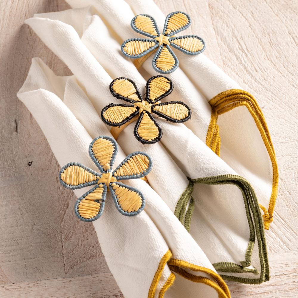 Karma Gifts Lilac Set Of 4 Raffia Floral Napkin Ring