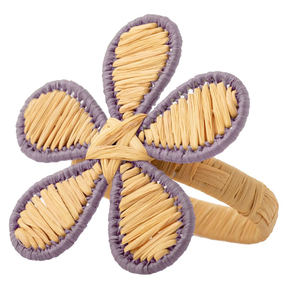 karma gifts Lilac Set of 4 Raffia Floral Napkin Ring