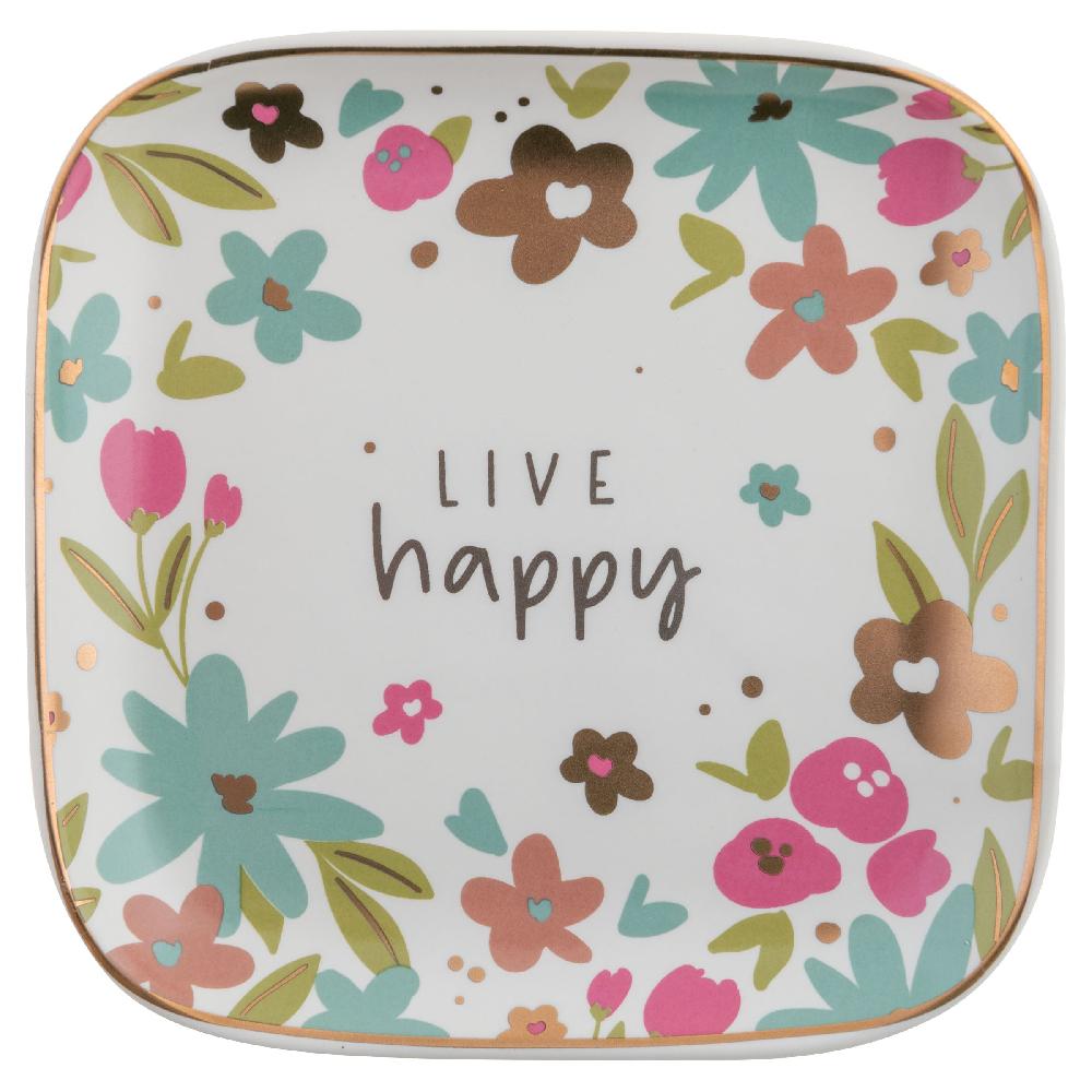 karma gifts Live Happy Flora Square Trinket Trays Large