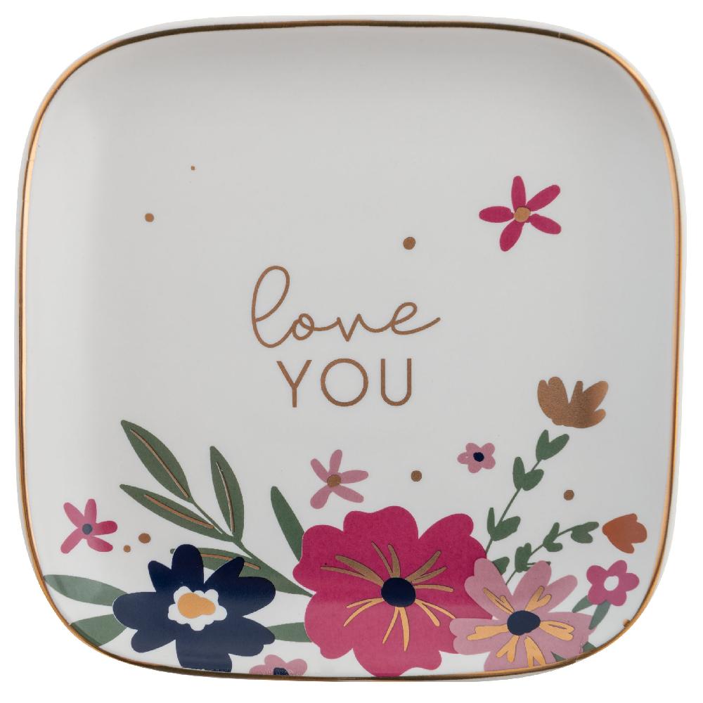 karma gifts Love You Flora Square Trinket Trays Large
