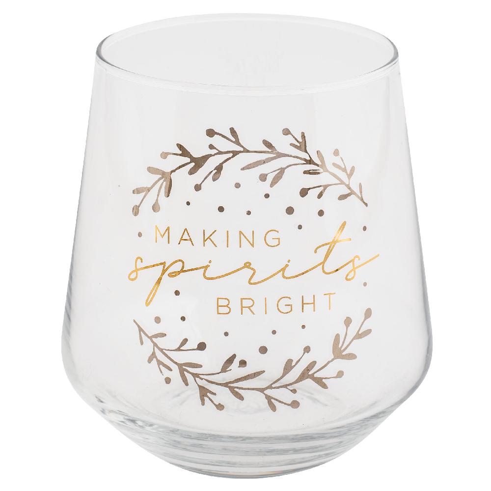 karma gifts Making Spirits Bright Holiday Chic Stemless Wine Glasses