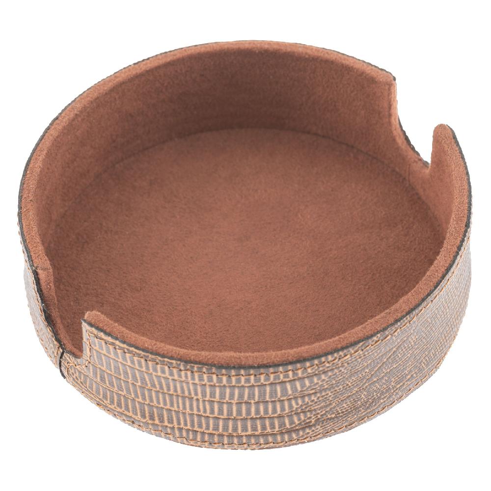 Karma Gifts Metallic Bronze Faux Leather Coasters With Holder