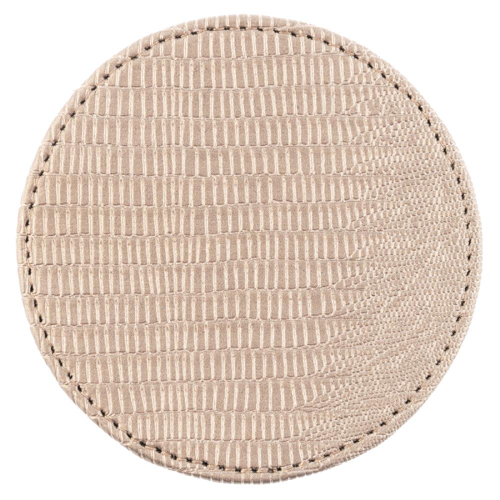 Karma Gifts Metallic Pewter Faux Leather Coasters With Holder