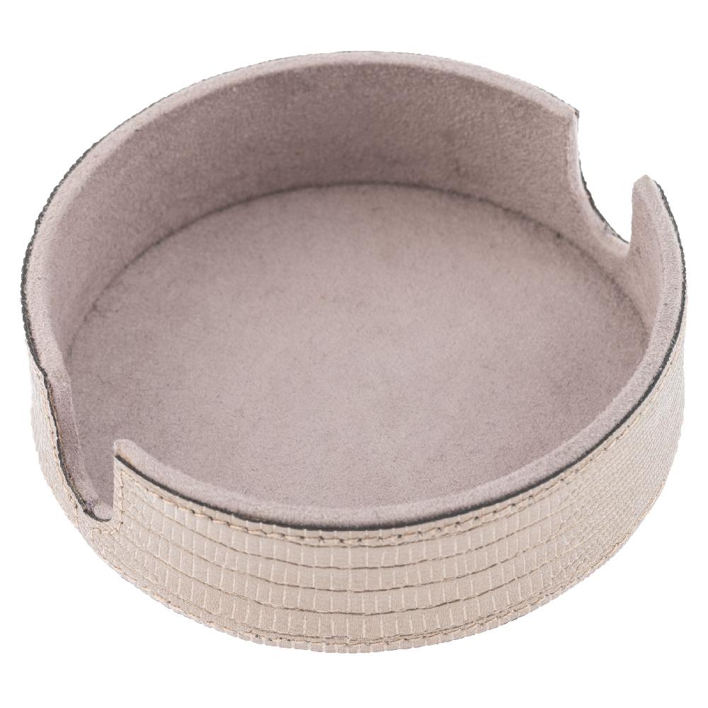 Karma Gifts Metallic Pewter Faux Leather Coasters With Holder