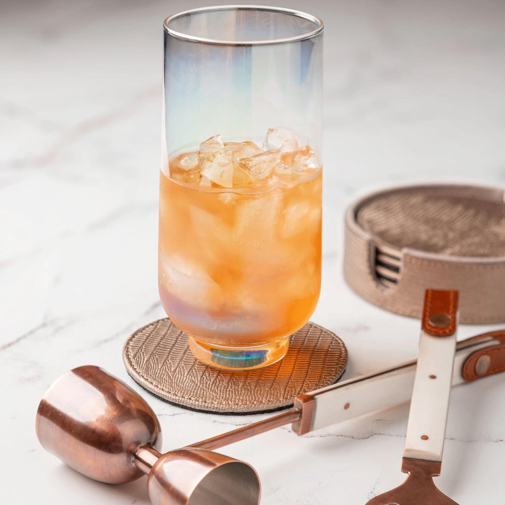 Karma Gifts Metallic Pewter Faux Leather Coasters With Holder