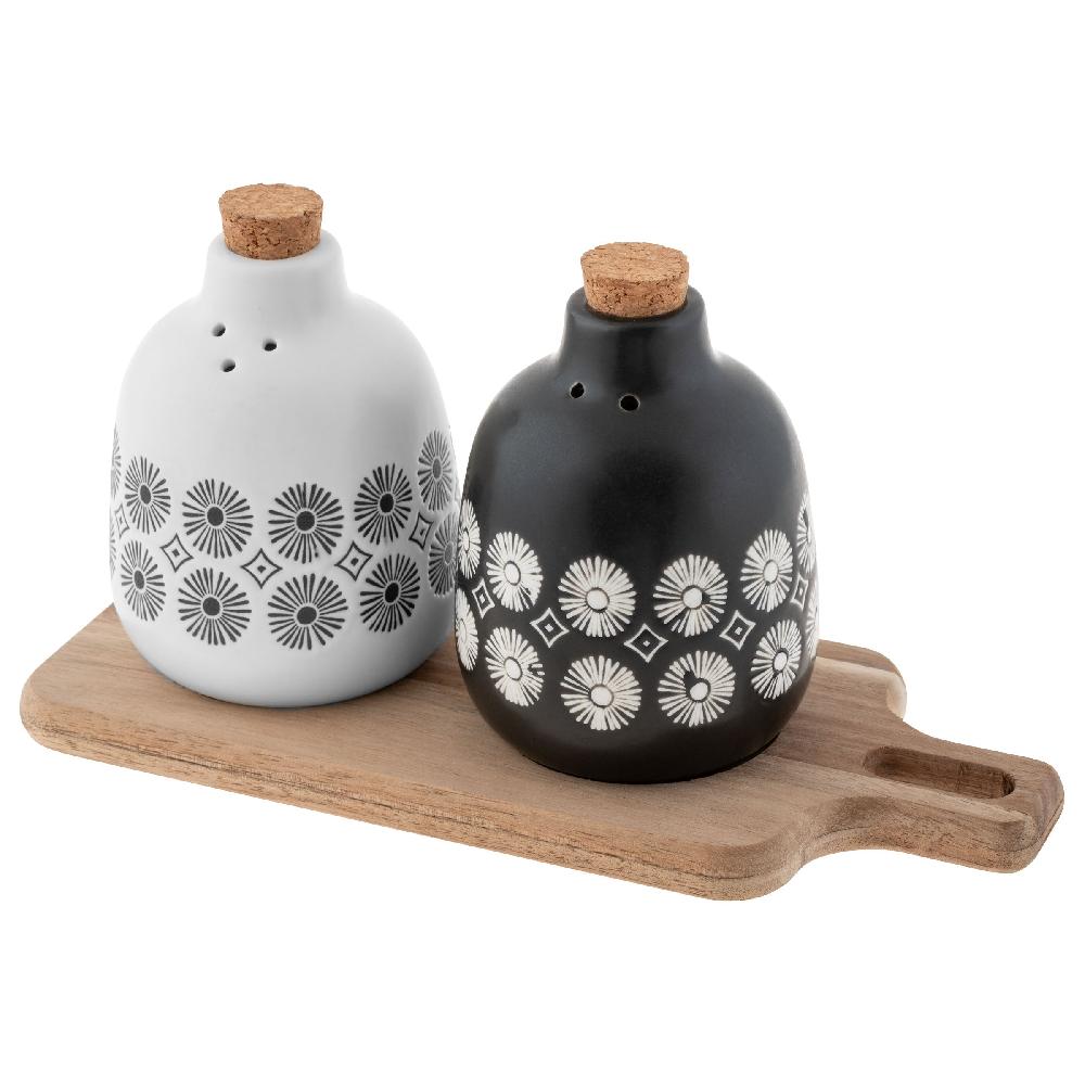 karma gifts Milo Salt & Pepper With Wood Tray Milo Salt & Pepper With Wood Tray