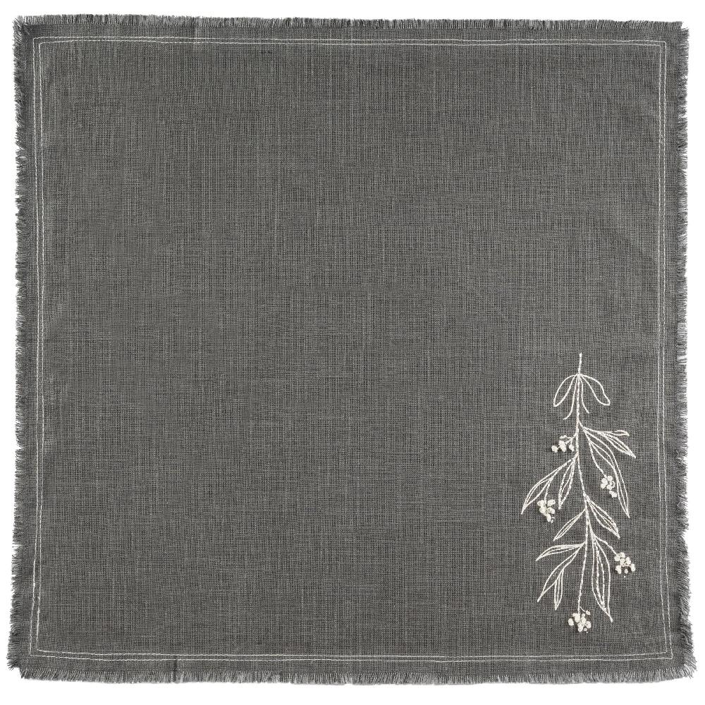 Karma Gifts Mistletoe Embroidered Cotton Dinner Napkins