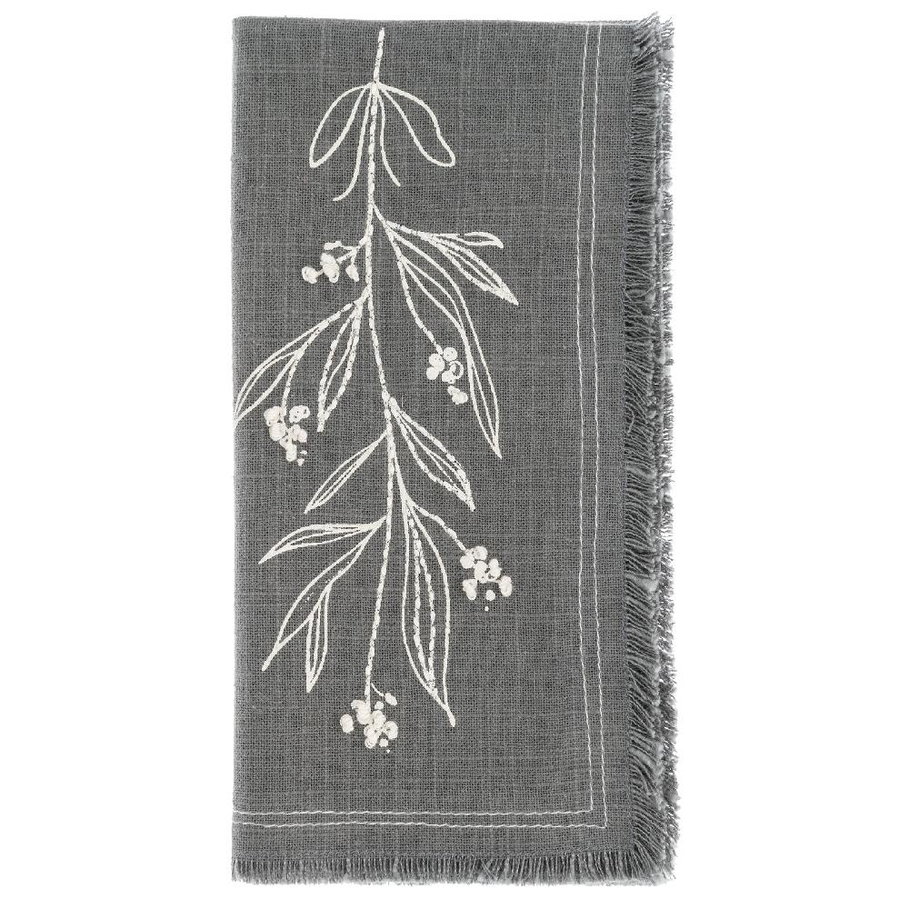 Karma Gifts Mistletoe Embroidered Cotton Dinner Napkins