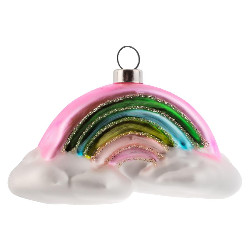 karma gifts Multi Colored Rainbow with Clouds Mercury Glass Ornament