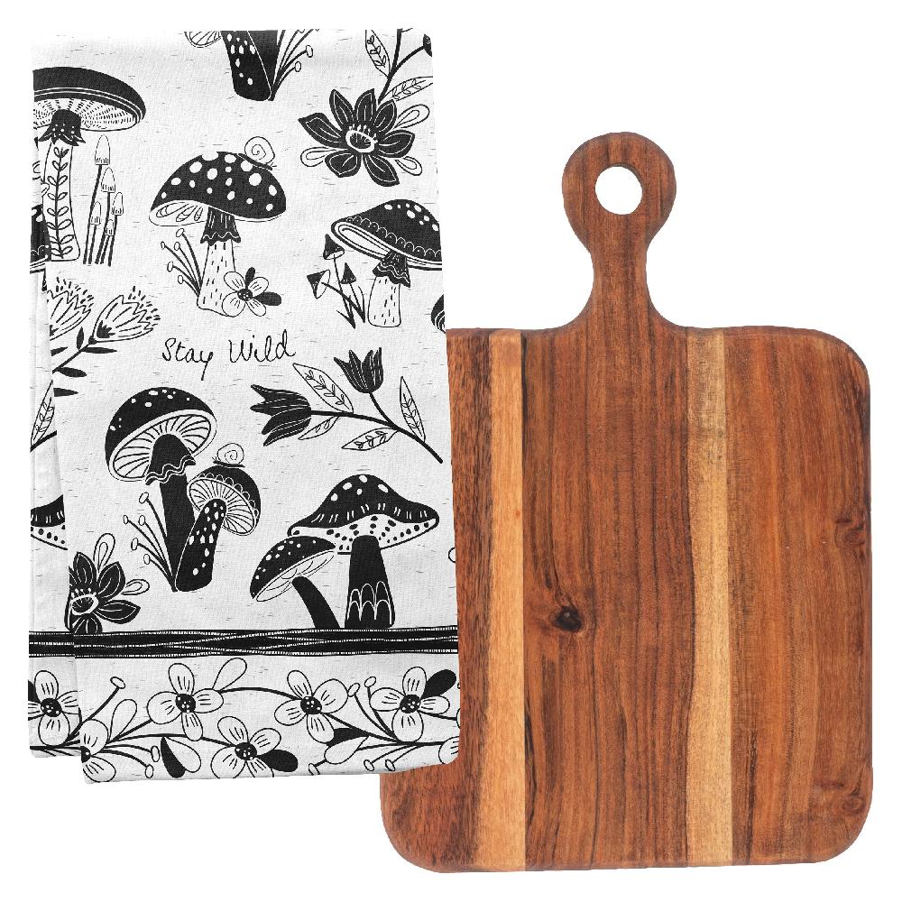 karma gifts Mushroom Boho Tea Towels with Cutting Board