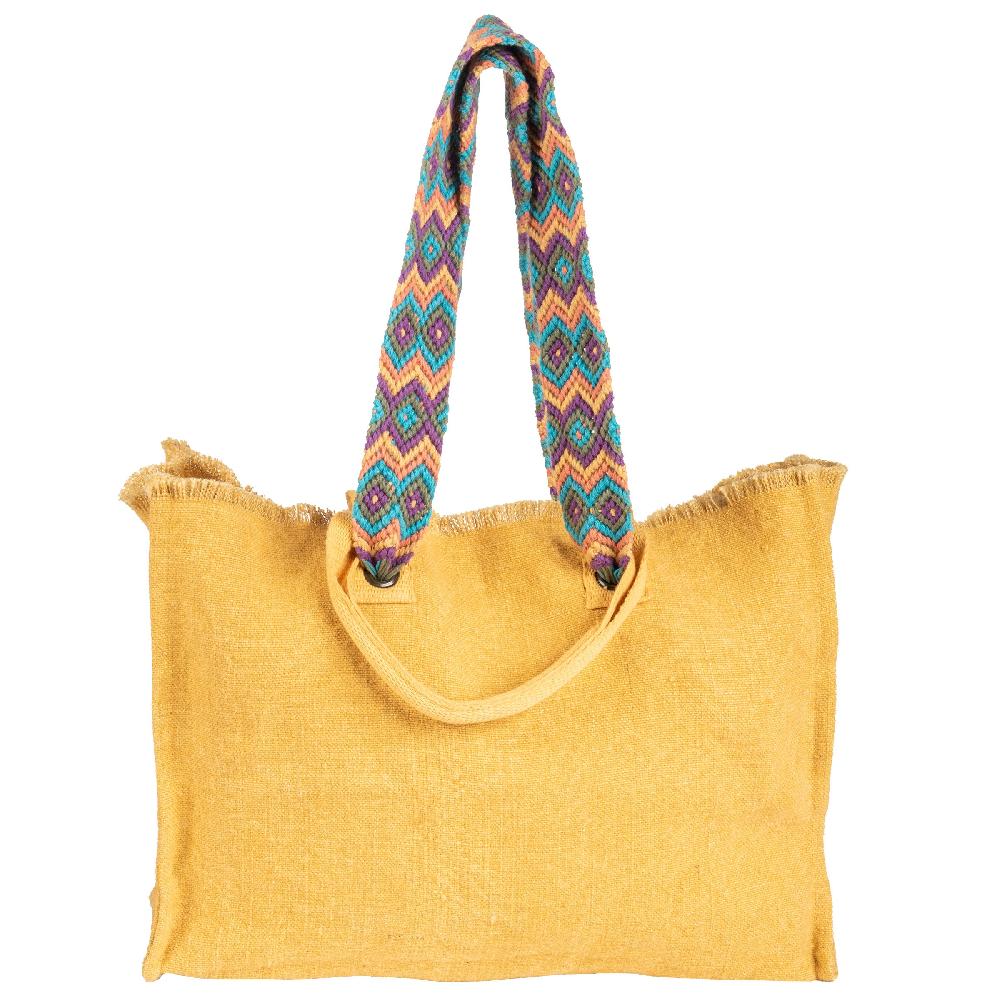 Karma Gifts Mustard Oversized Tote With Hand Woven Straps