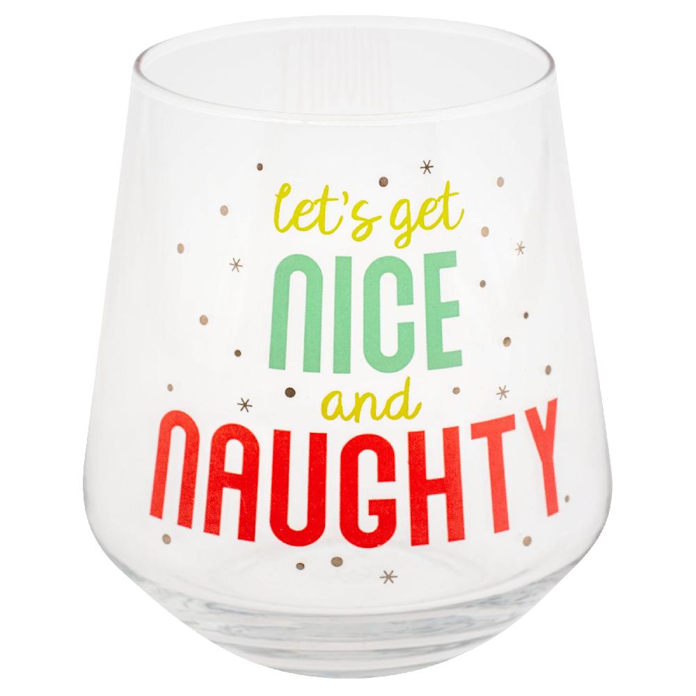 karma gifts Naughty and Nice Holiday Chic Stemless Wine Glasses
