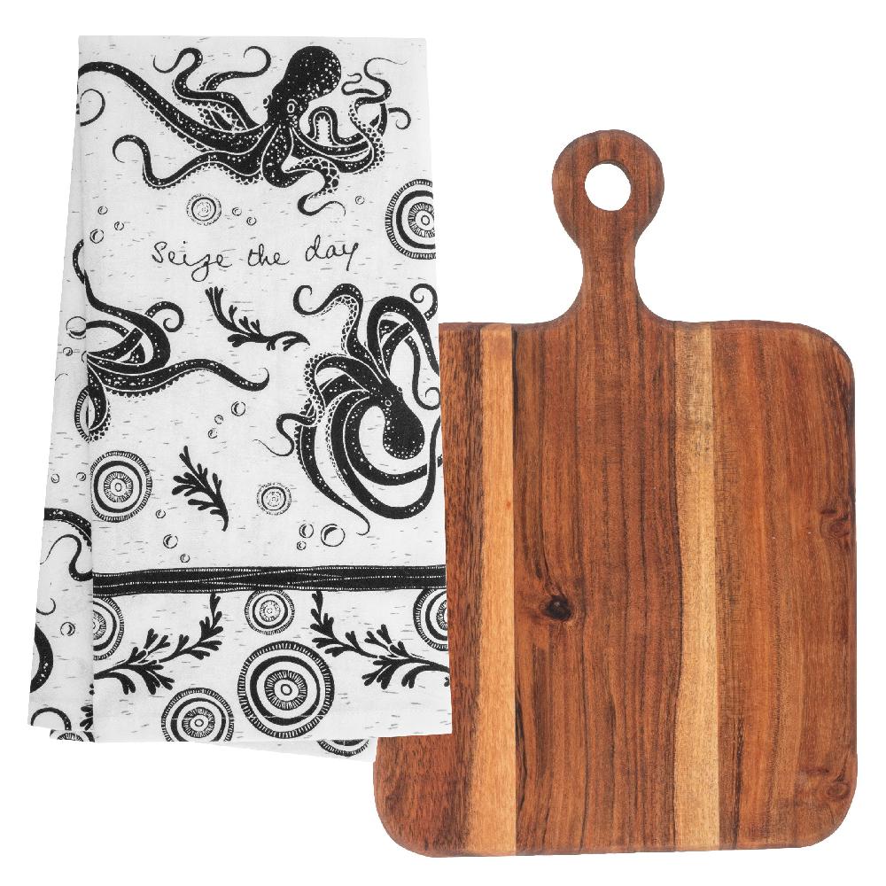 Karma Gifts Octopus Boho Tea Towels With Cutting Board