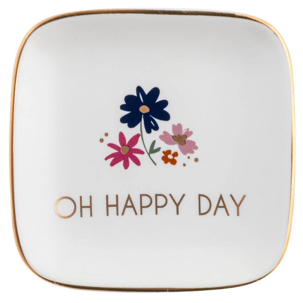 karma gifts Oh Happy Day Flora Square Trinket Trays Small