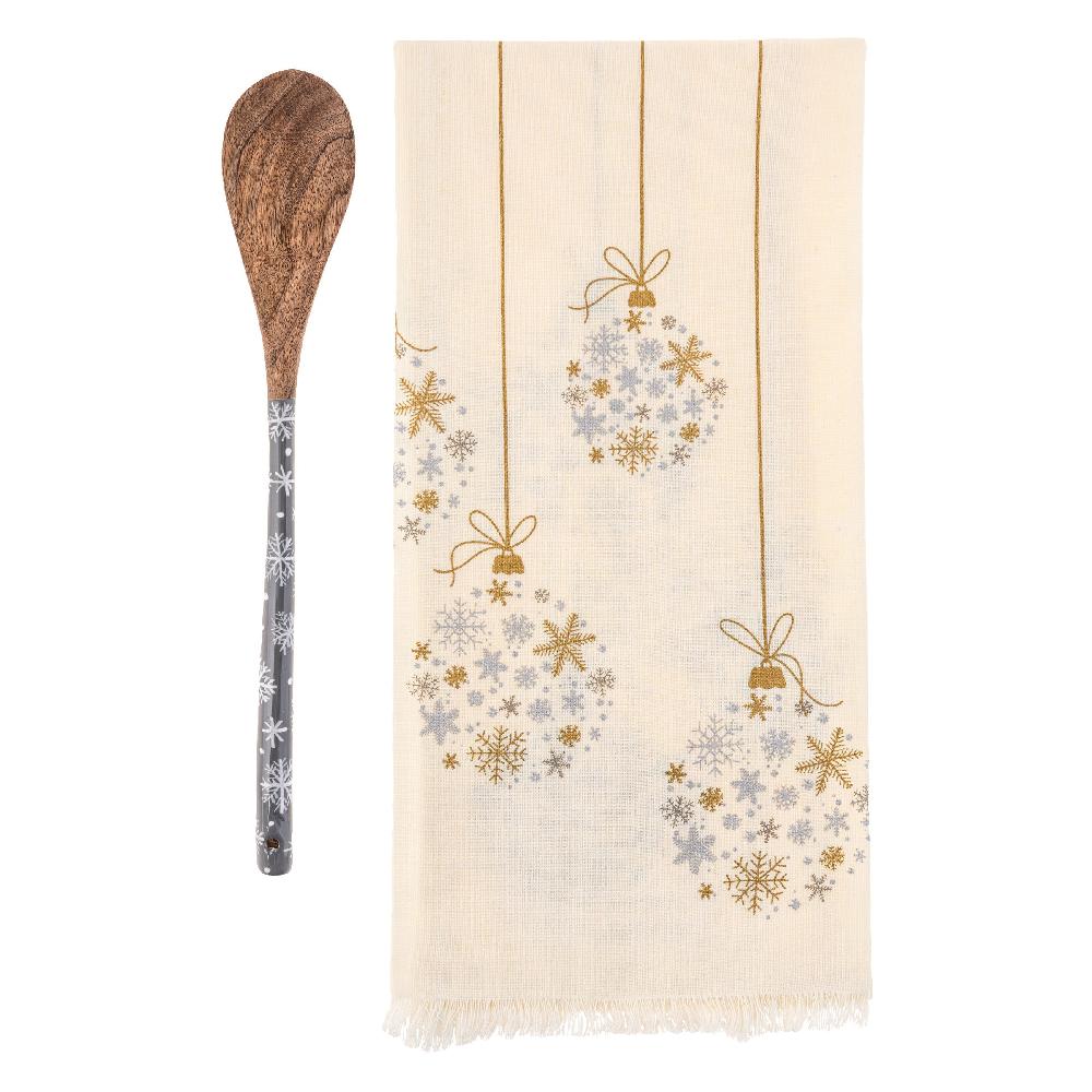 Karma Gifts Ornament Holiday Tea Towel With Wooden Spoon