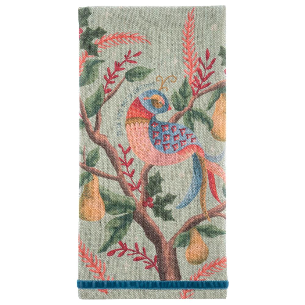 Karma Gifts Partridge Pear Tree Holiday Tea Towel With Cutting Board