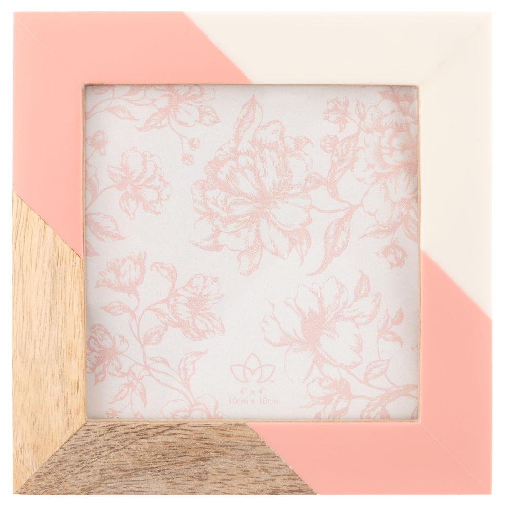 karma gifts Pink and Wood Rectangle Resin Picture Frame