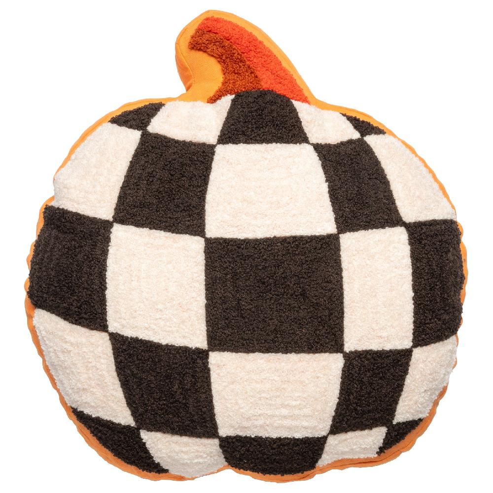 karma gifts Pumpkin Checkered Shaped Embroidered Pillow