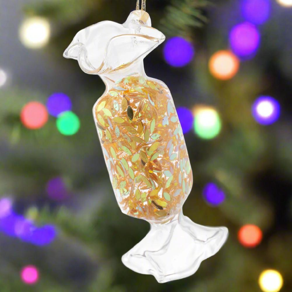 Karma Gifts Rectangle Confetti Wrapped Candy Gold Ornament