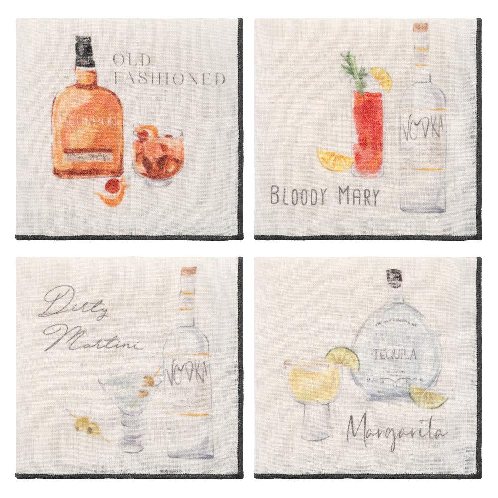karma gifts Set of 4 Speakeasy Linen Cocktail Napkins
